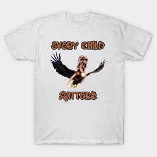 Every child matters. Child riding a bald eagle. T-Shirt